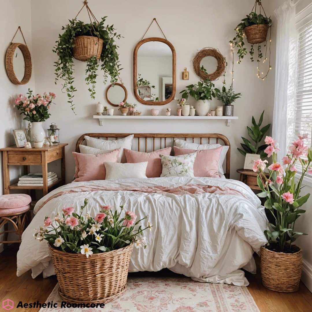 27. Sunlit Lavender Fields and Vintage Lace Canopy Bedroom