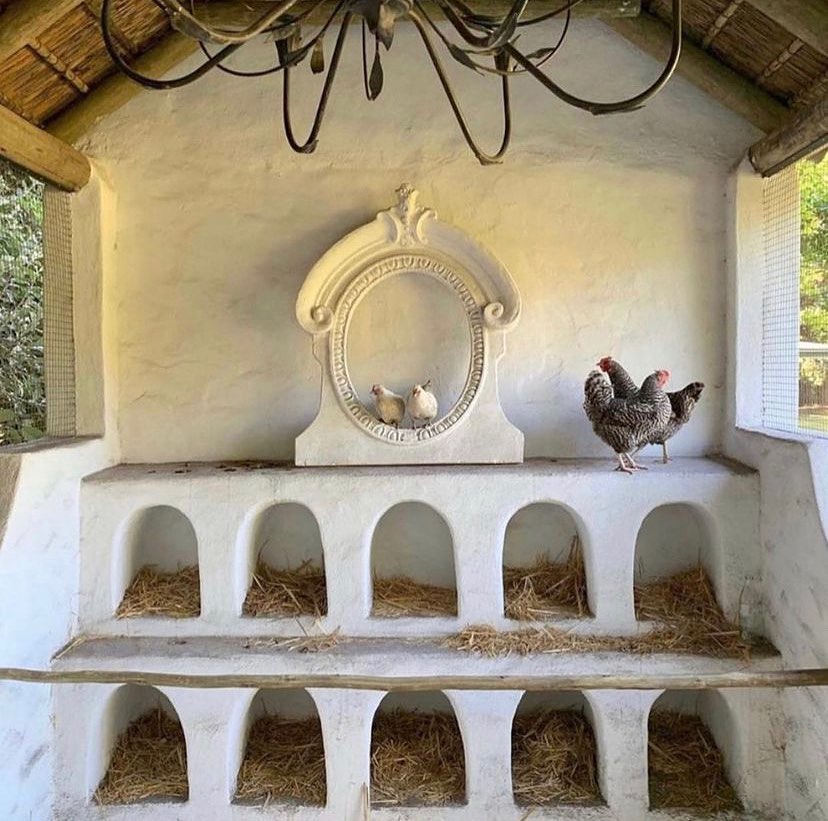 7. the Hay Bales and Red Ladder Perch In a Sunlit Coop