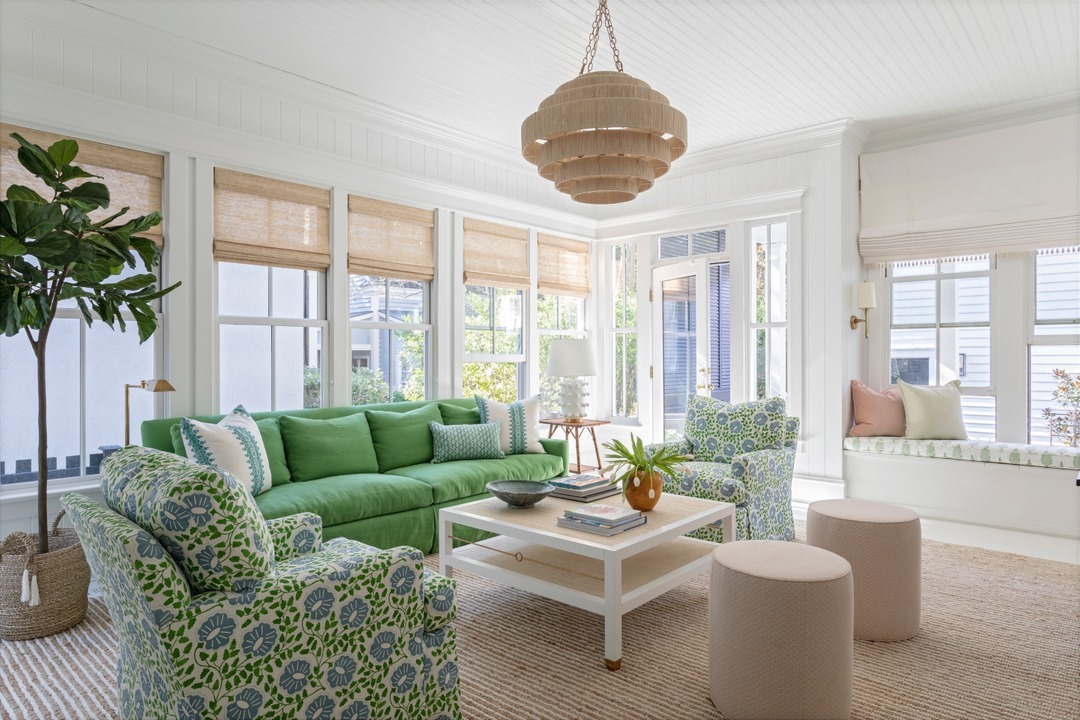 5. Sunlit Bamboo Haven with Lush Green Accents and Wicker Serenity