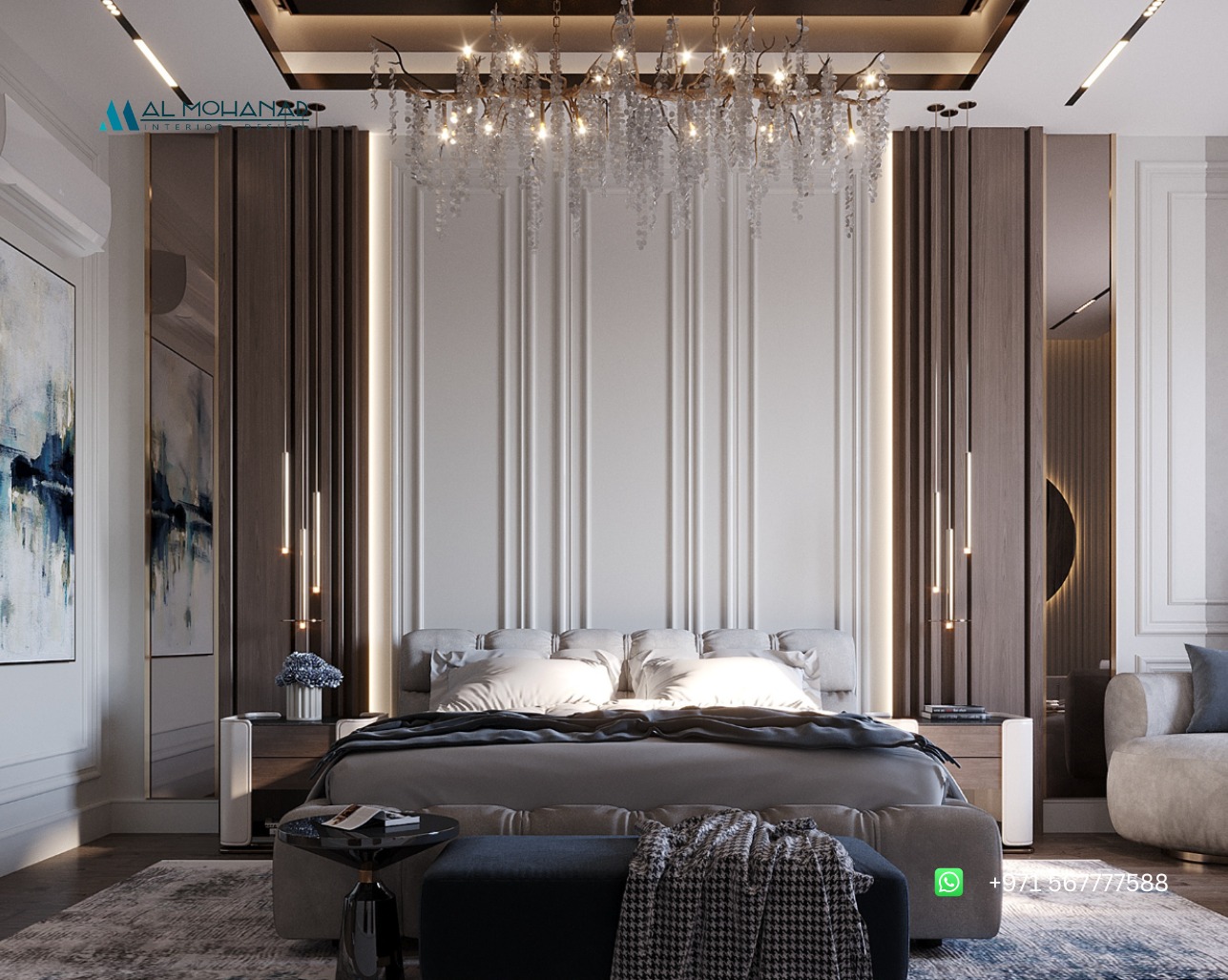 20. the Moonlit Canopy Bed with Geometric Nightstand Ensemble