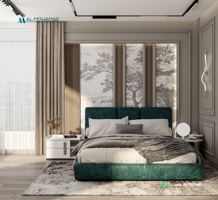 26. Twilight Serenity: Moonlit Blues and Geometric Accents In Bedroom Design