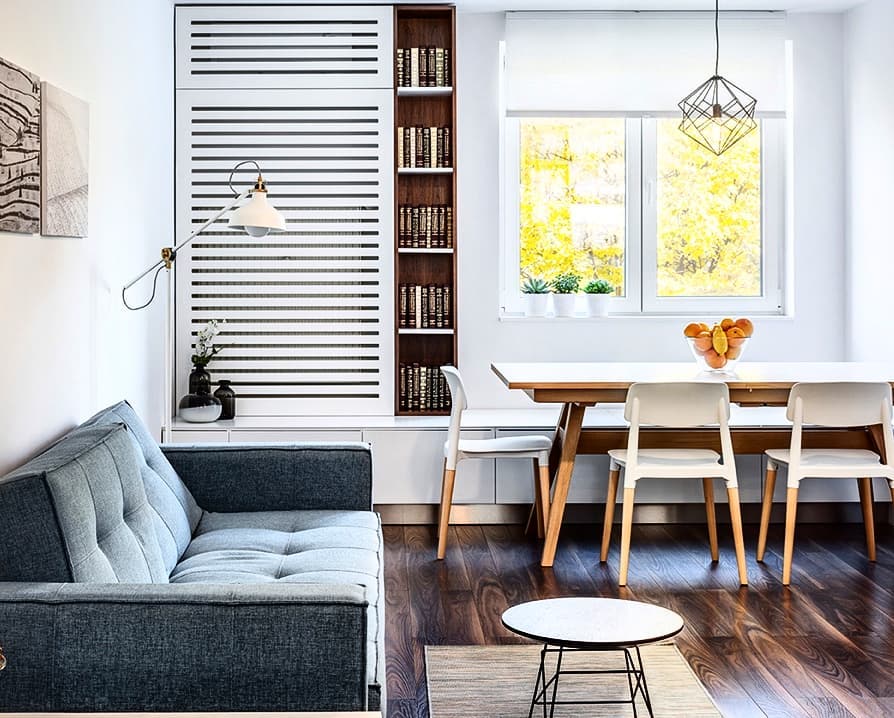 34. the Teal Accent Wall and Geometric Pendant Light Fusion