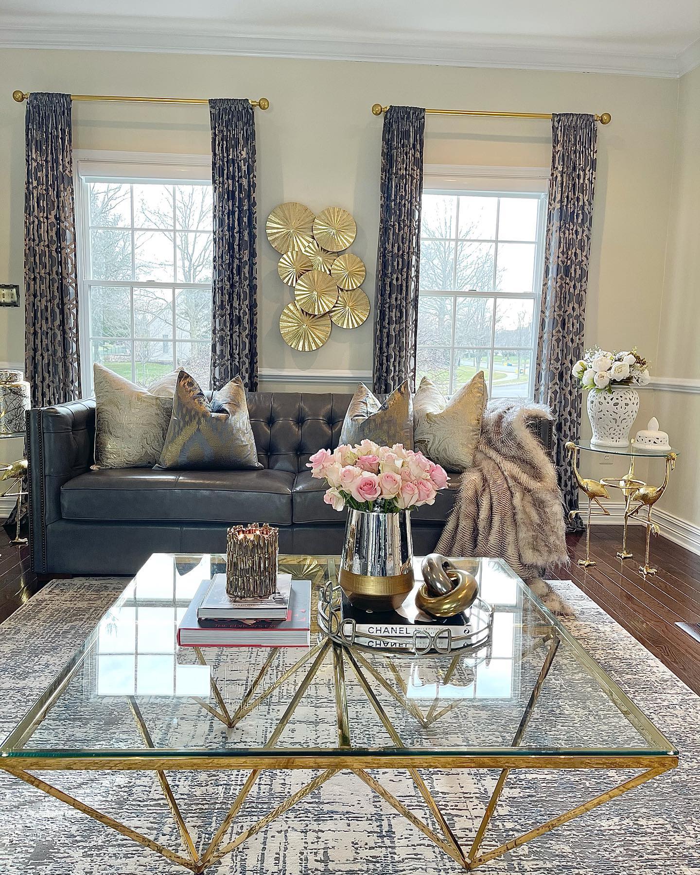 14. Rectangular Harmony with a Geometric Coffee Table and Dual-toned Sofa Ensemble