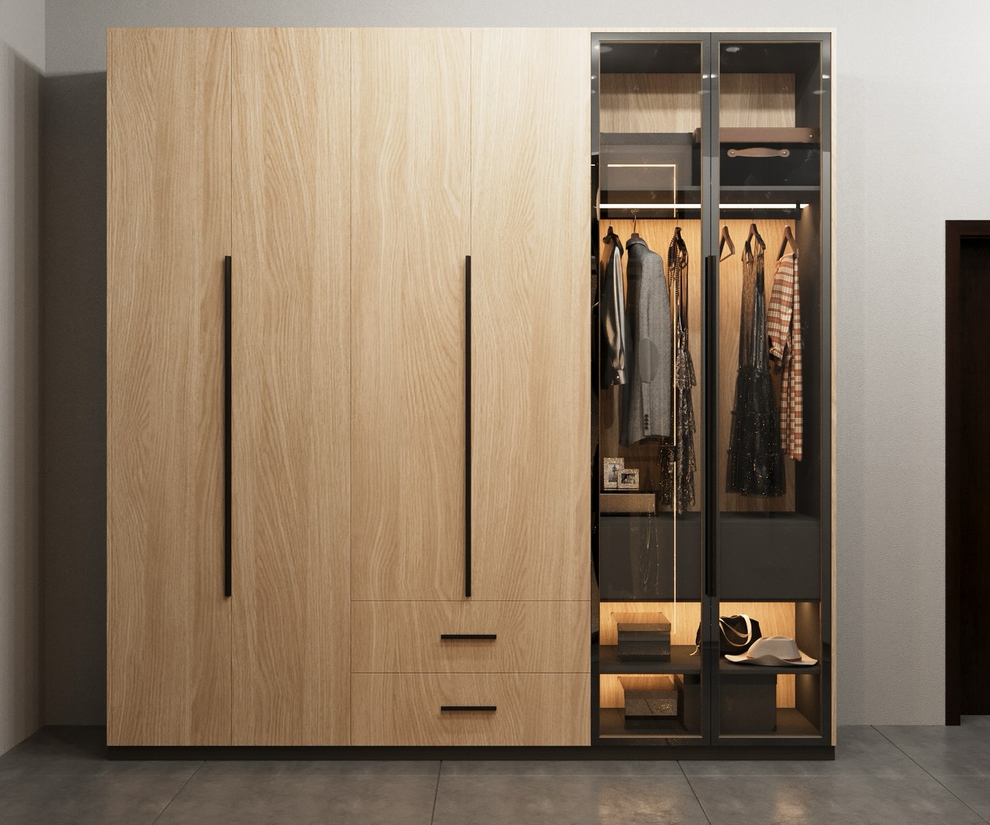 1. the Velvet Drape and Crystal Chandelier Walk-in Wardrobe Extravaganza