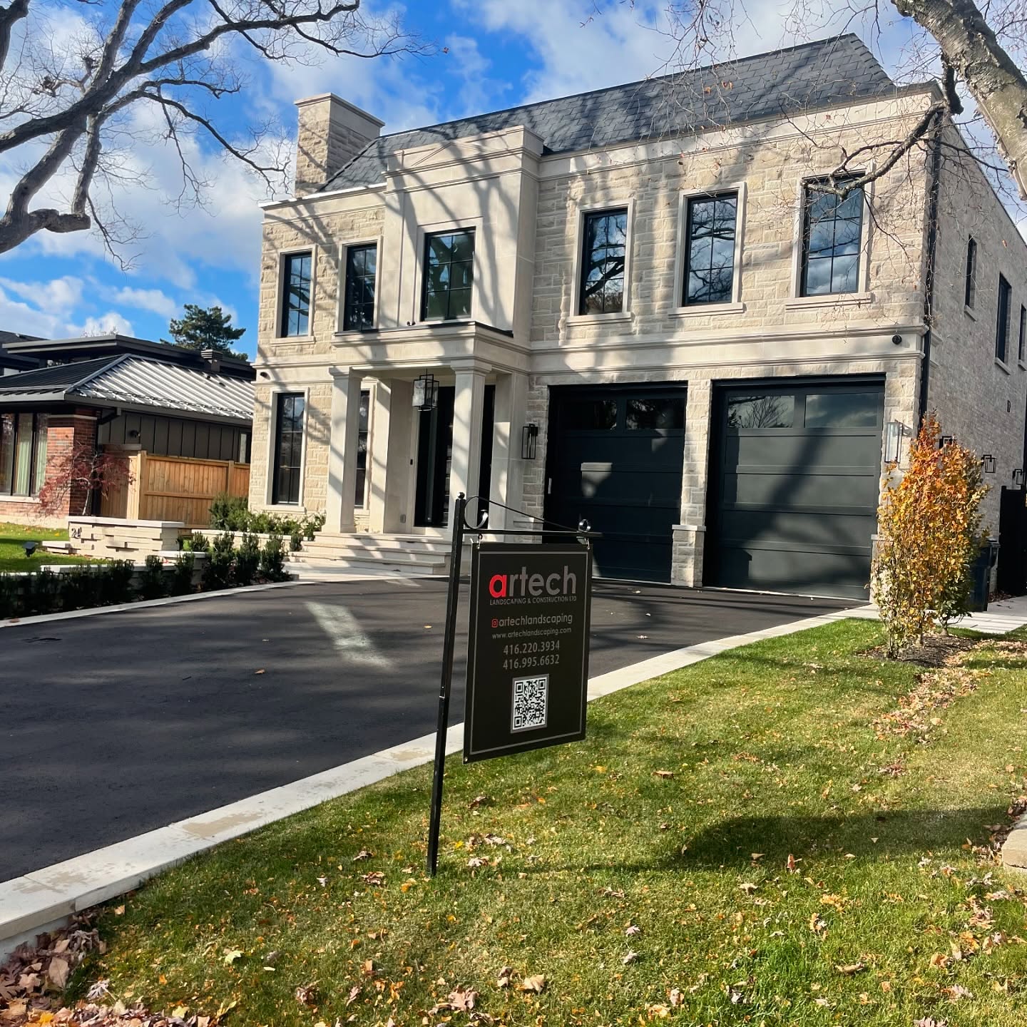 9. Moonlit Driveway with Geometric Stone Path and Sculptural Yucca Accents