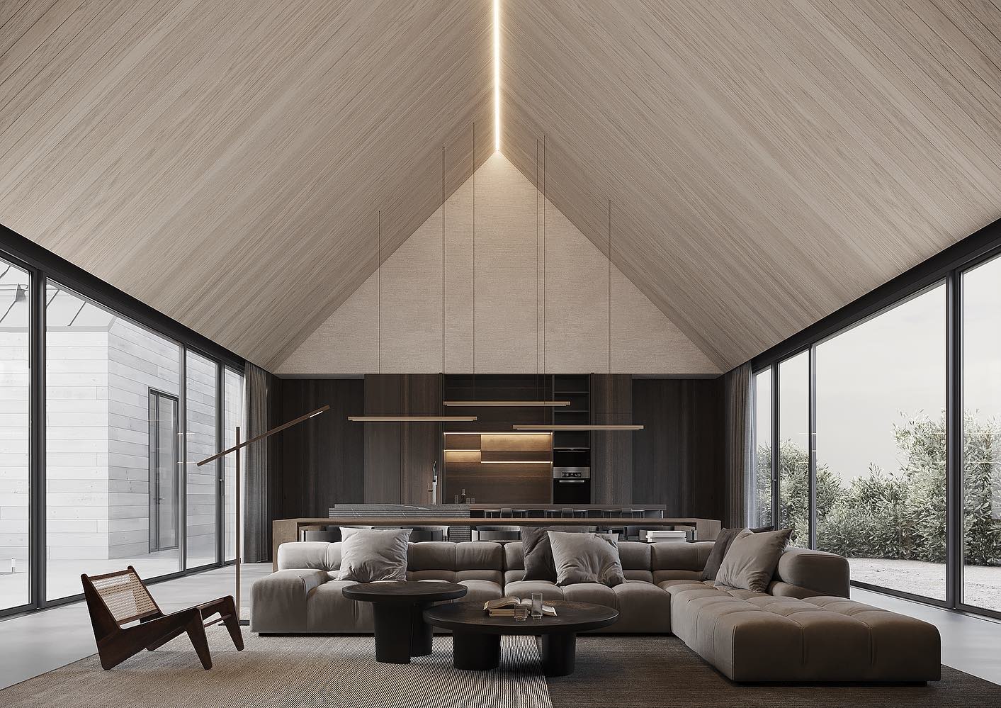 12. the Asymmetrical Art Deco Sofa and Geometric Rug Harmony