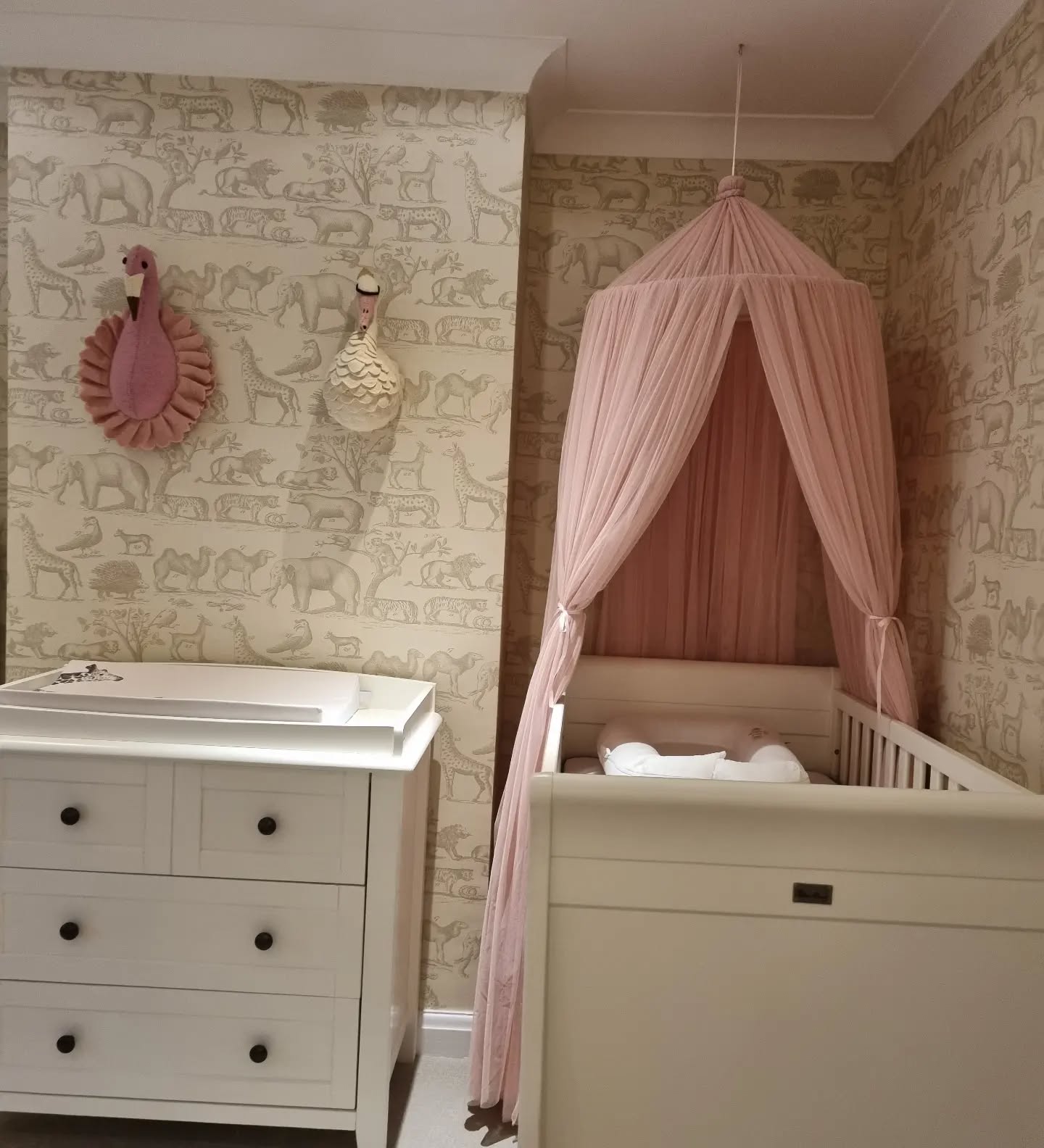 12. Moonlit Forest Canopy Crib with Whimsical Woodland Friends