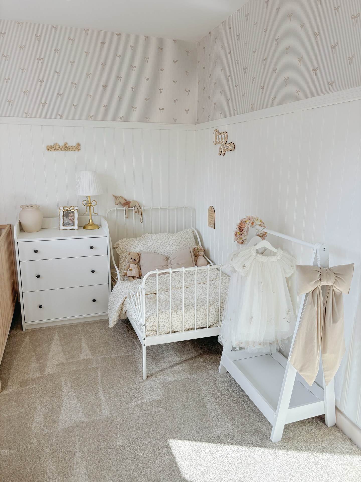 5. Moonlit Whisper Crib with Geometric Mobile In a Serenity Blue Nursery