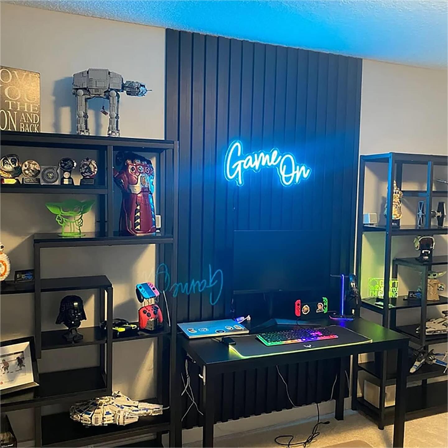 23. Neon Glow and Pixel Art Fusion Gaming Nook