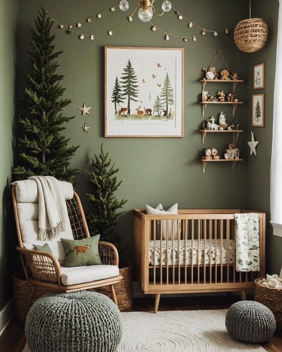 16. Moonlit Lullaby: a Nursery with Geometric Wall Art and Soft Grey Tones