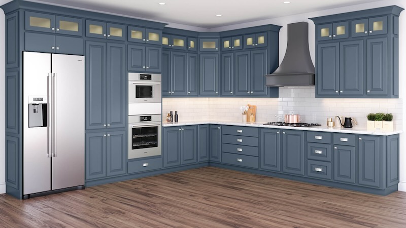 11. Blueberry Mousse Swirls on Glossy Cabinets: a Kitchen Design