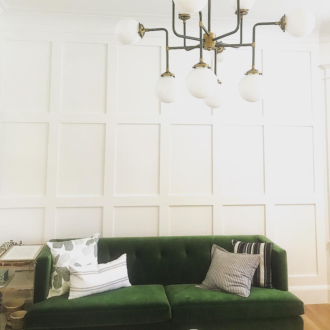 15. Moonlit Bamboo Forest Wall Art with Hanging Lanterns