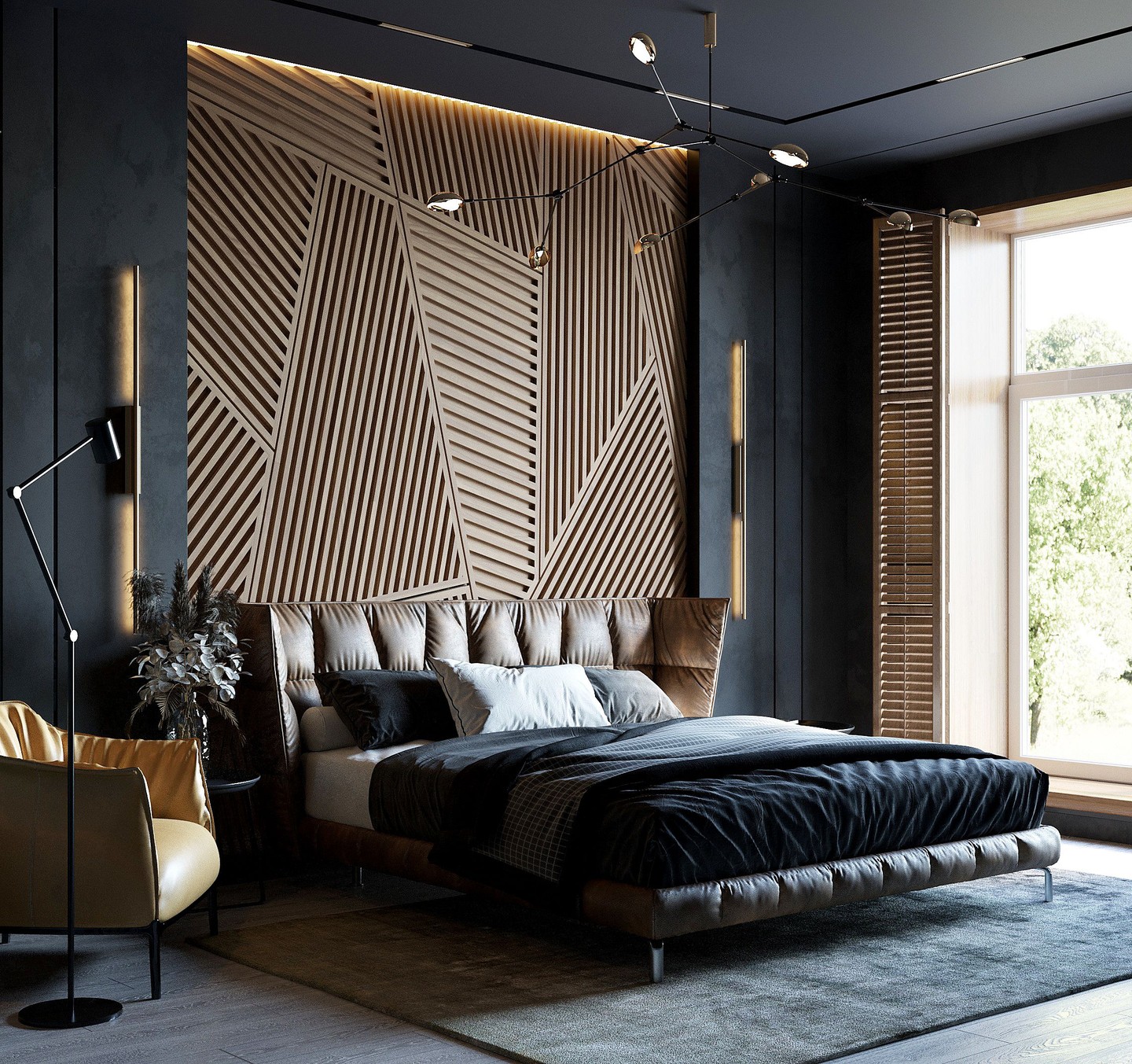 15. Moonlit Dreamscape: a Bedroom with Glowing Orb Lights and Sheer Canopy Drapes