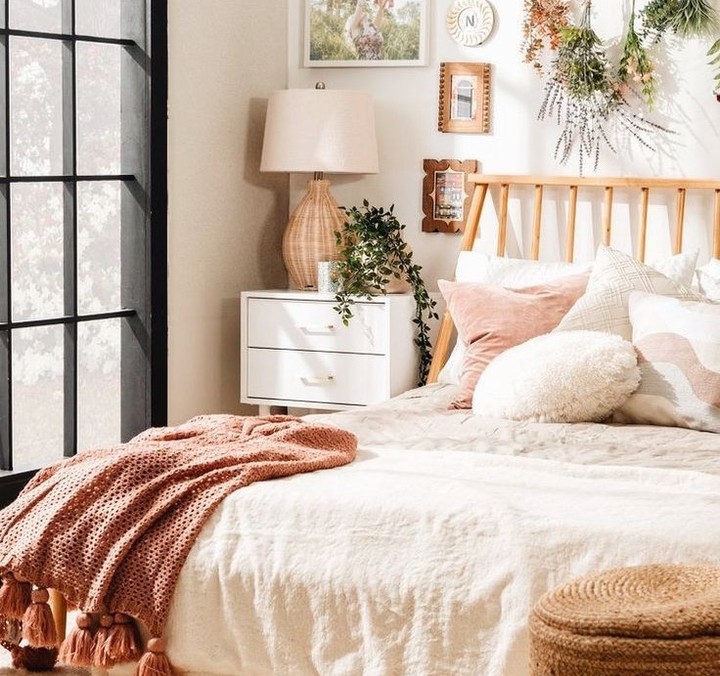 18. Moonlit Serenity: a Bedroom with a Translucent Canopy and Geometric Wall Accents