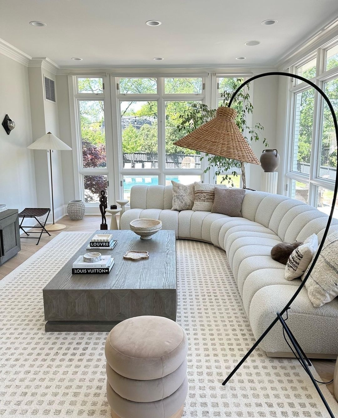 17. Rectangular Room with Dual Sofa Configuration and Minimalist Coffee Table Setup
