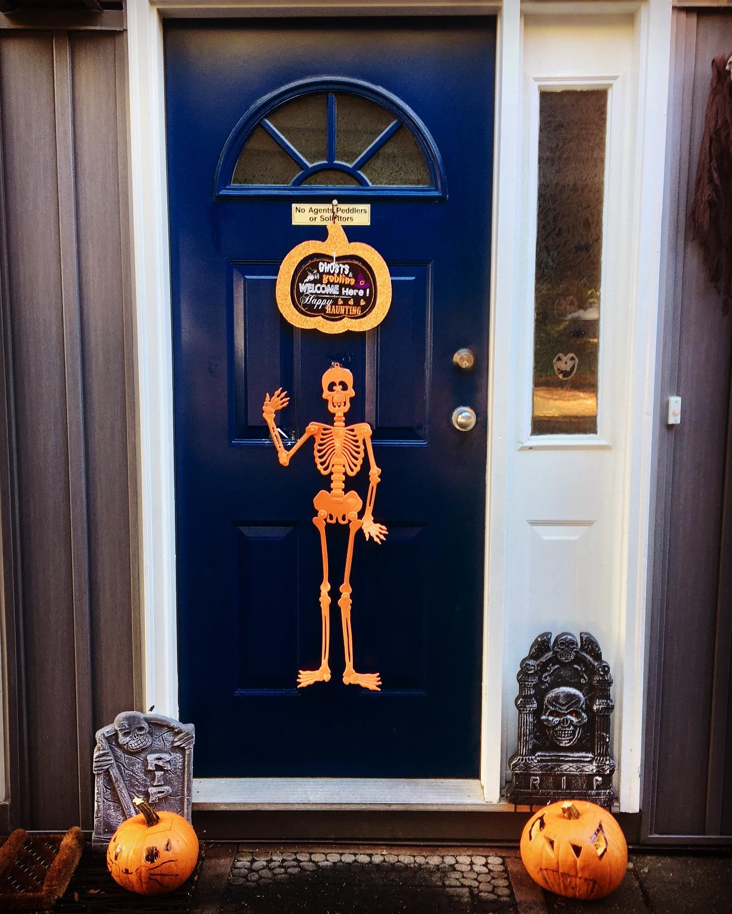 16. Spooky Silhouette Of Dancing Skeletons Against a Cobweb Moon