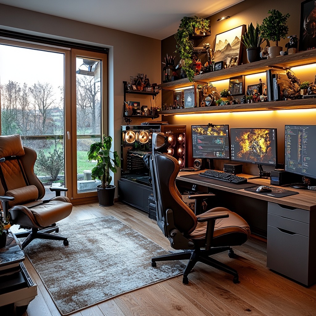 25. Neon Circuit Board Wall Art Transforms Gaming Nook Into Futuristic Haven