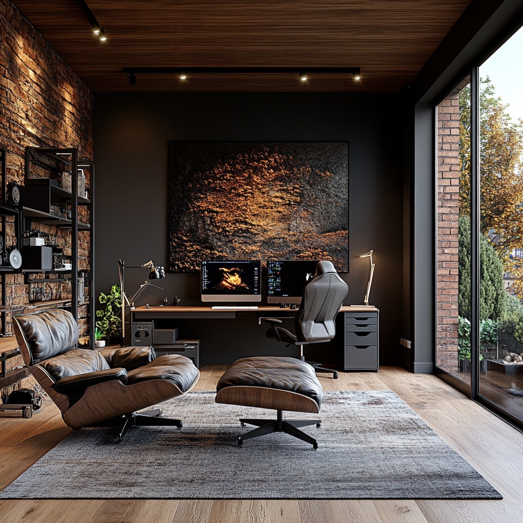 12. Neon Samurai Warrior Overlooking a Futuristic Gaming Setup