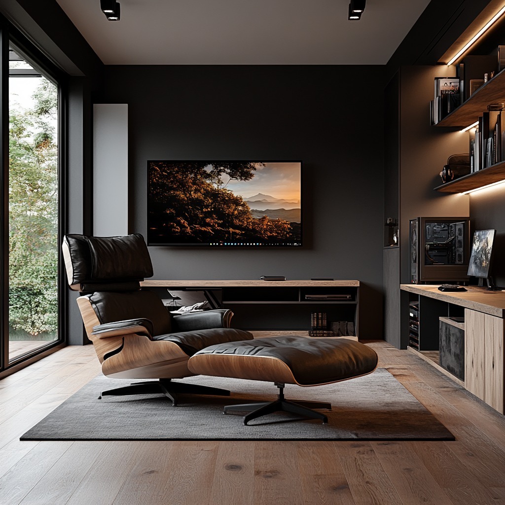 22. Neon Glow Gaming Nook with Suspended Pixel Art Controller