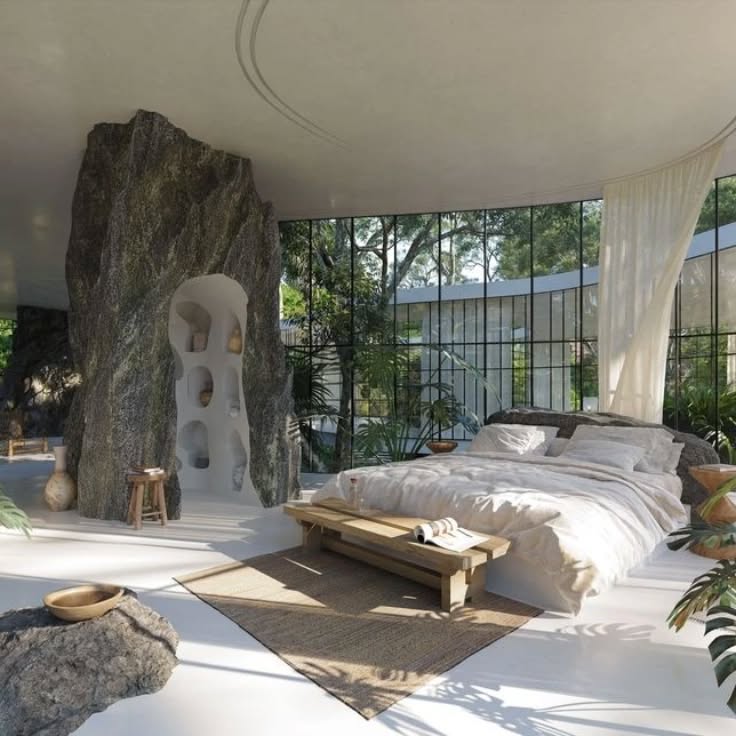 26. Soft Lilac Canopy Over Vintage Trunk Bed Nook