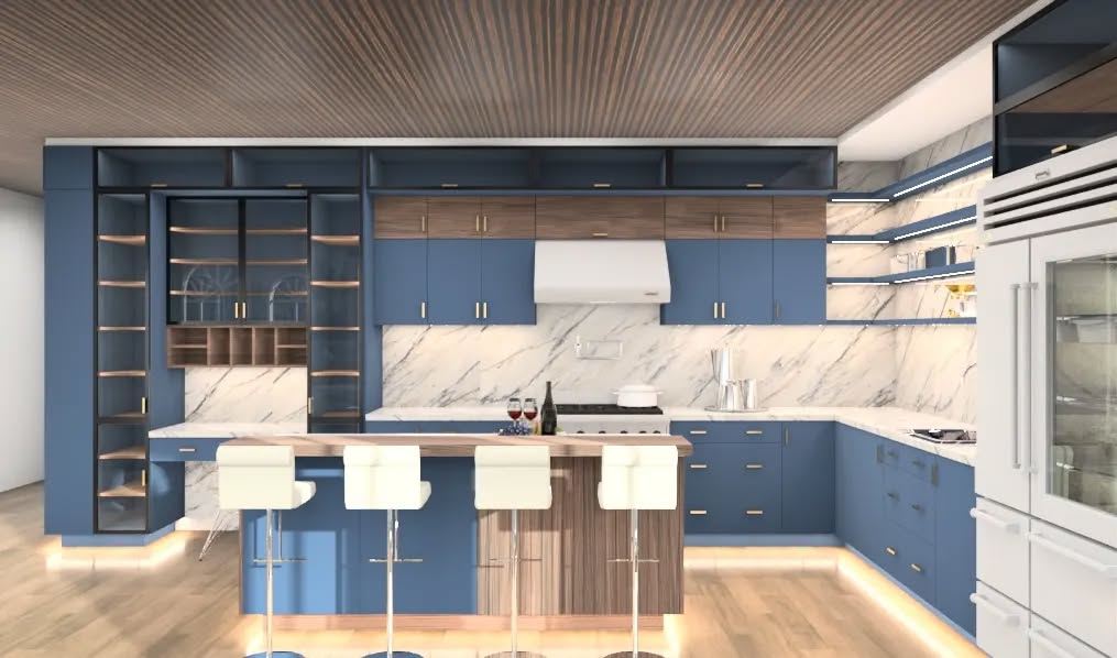 19. Blue Velvet Night: a Kitchen Where Cobalt Meets Copper