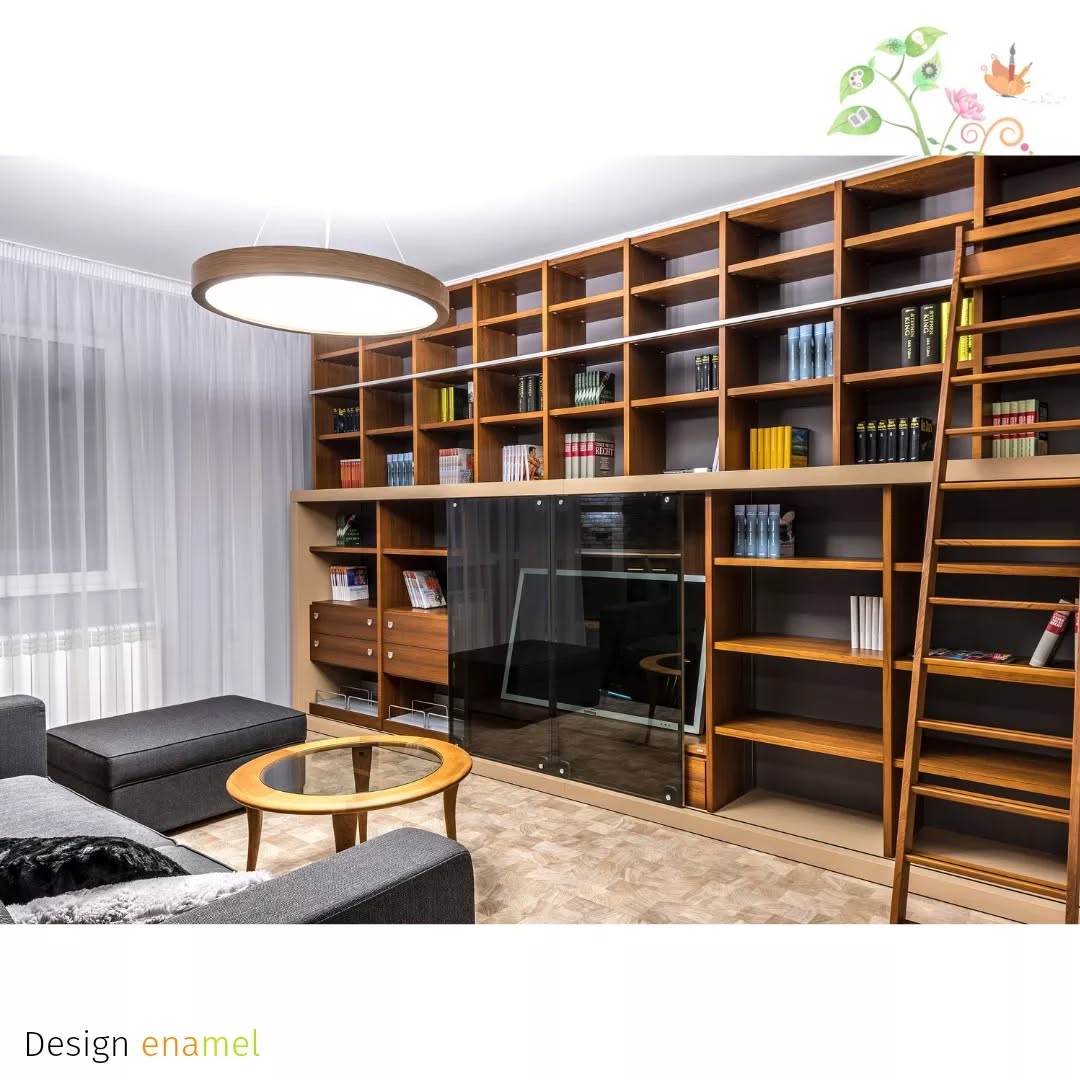 4. Vibrant Crimson Ladder Against a Monochrome Bookshelf Canvas