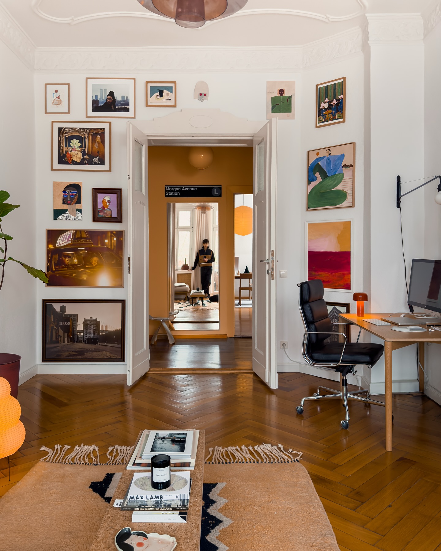 3. Cobalt Waves and Geometric Shadows: a Modern Art Fusion