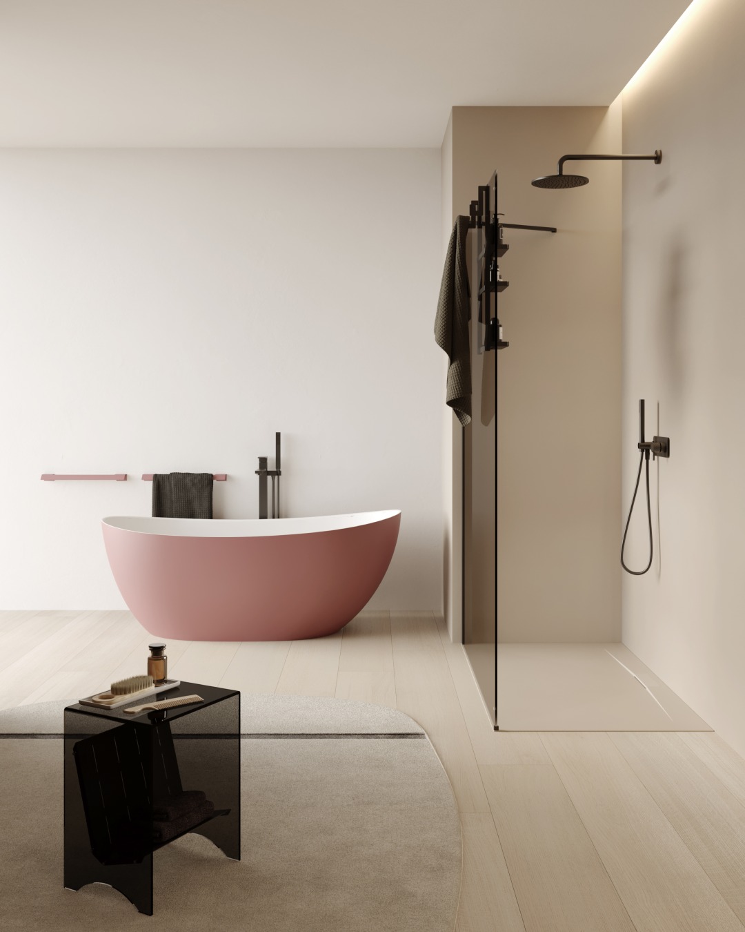 22. Moonlit Marble Cascade: a Towel Holder with Elegance and Flow