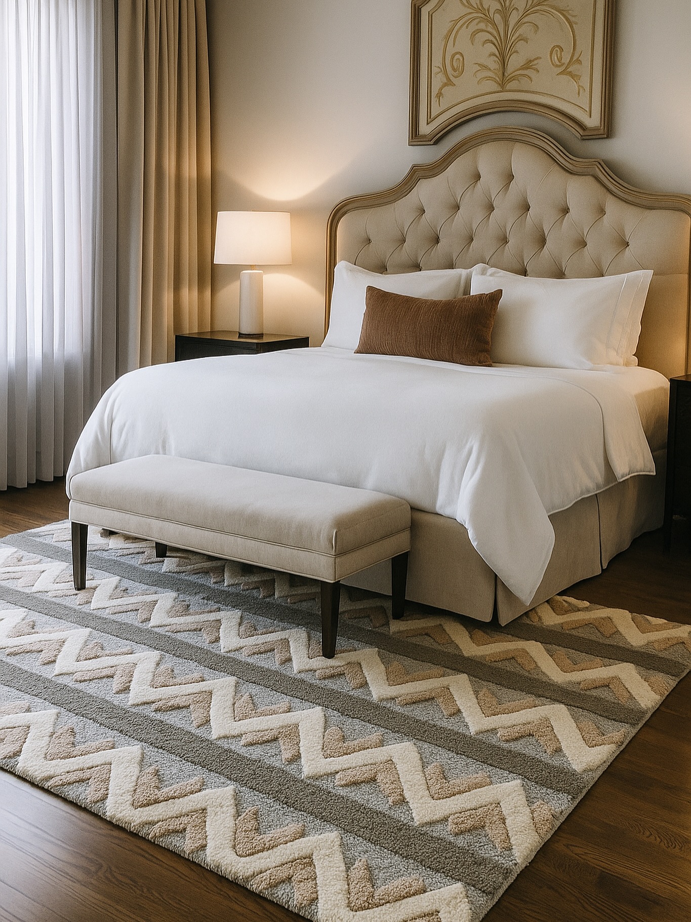 7. Midnight Garden Floral Medallion Rug Transforms Bedroom Ambiance