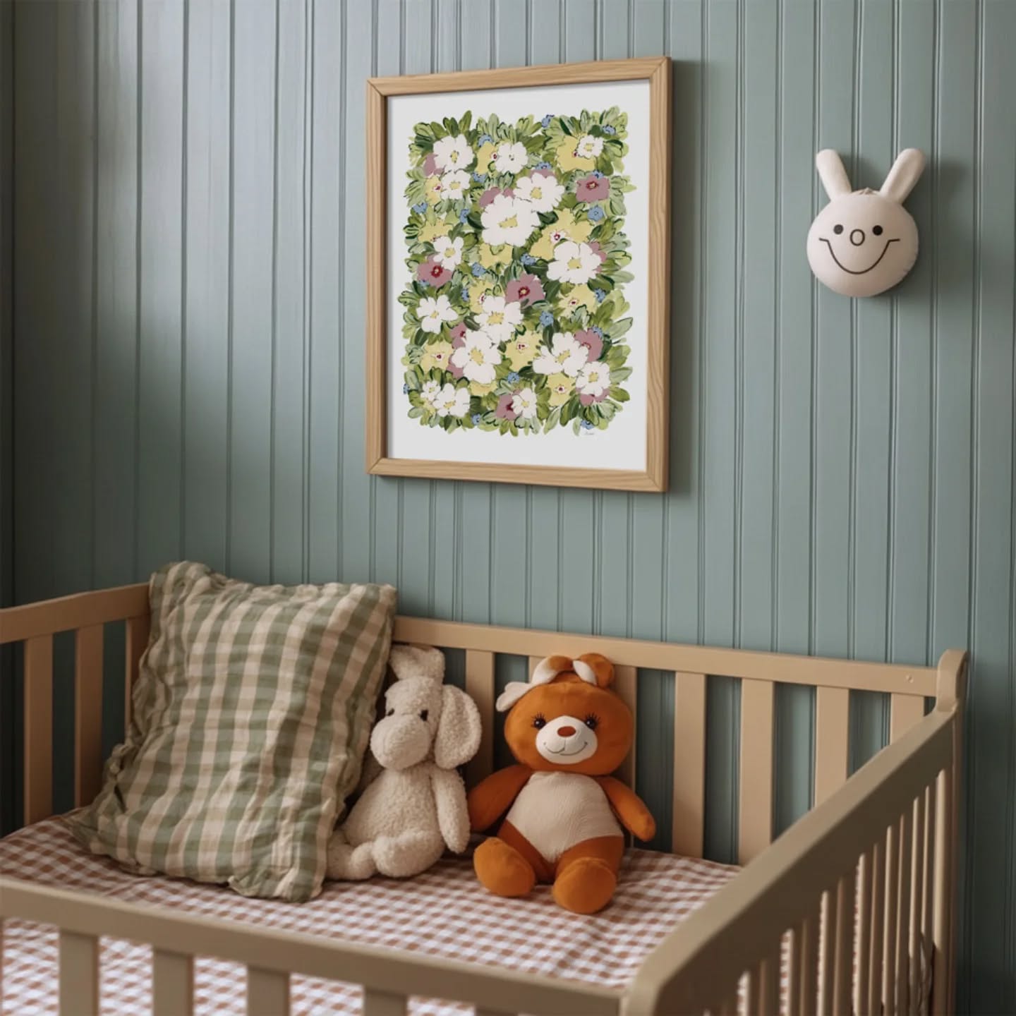 25. Twilight Glow Canopy Over Vintage Crib with Whimsical Animal Friends