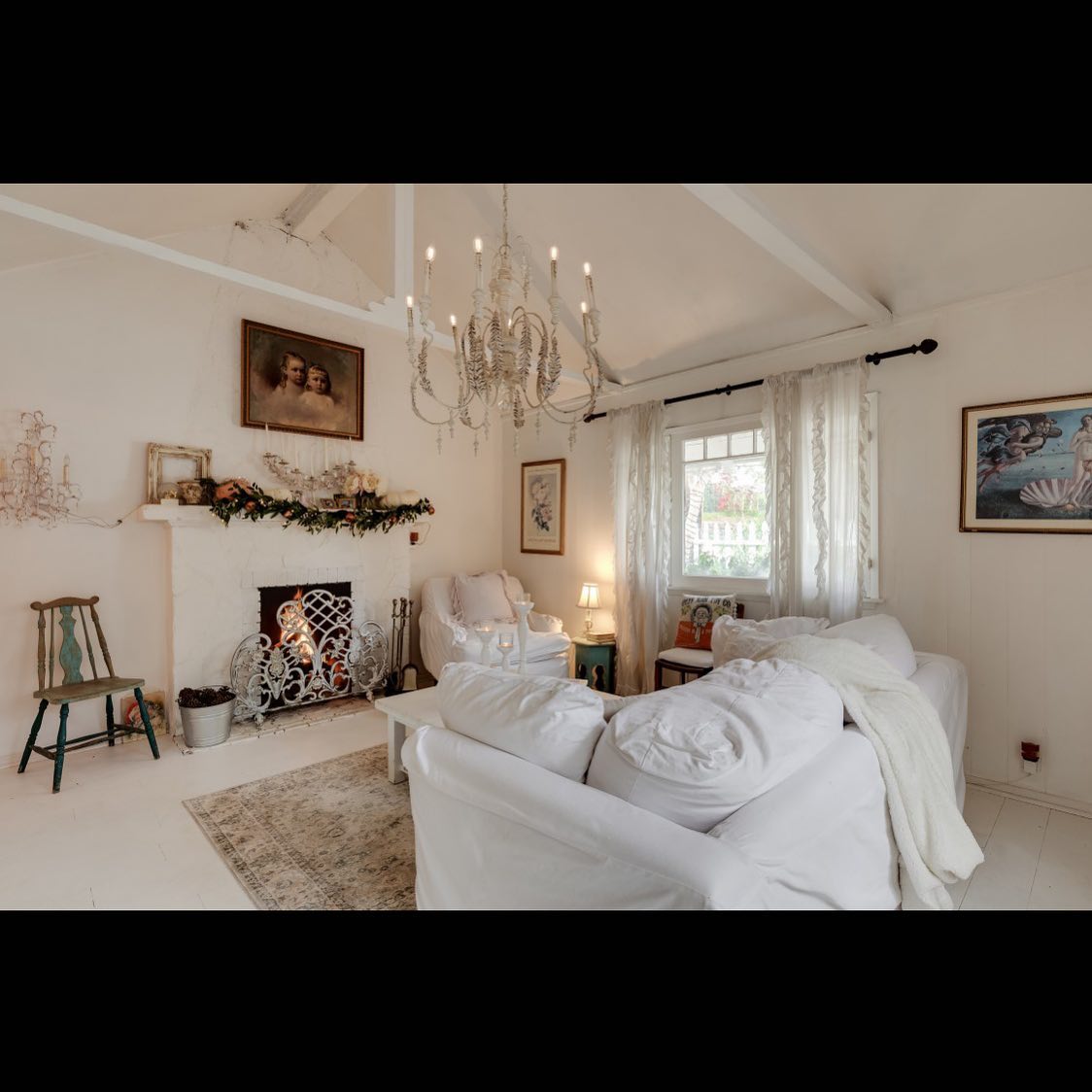 6. Moonlit Serenity: a Single Orb and Foliage Silhouette Above the Couch