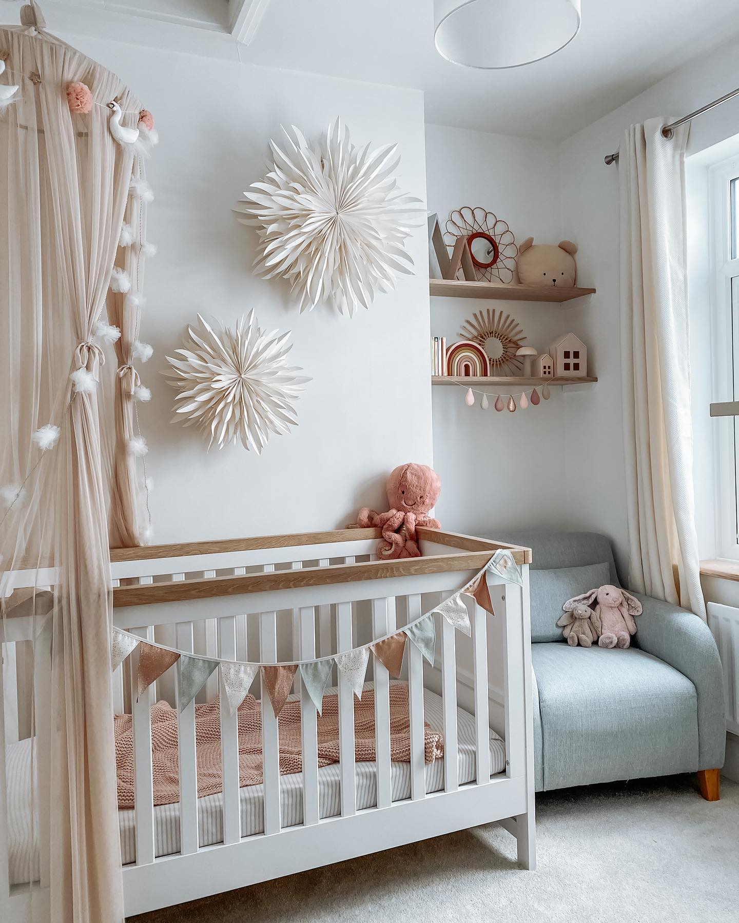 23. a Canopy Of Whimsy: Soft Pastels and Starry Night Mobile In a Petite Nursery
