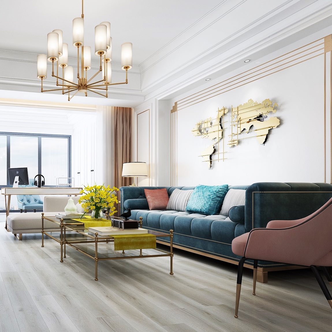 8. Sunlit Serenity: a Single Framed Mirror Reflecting a Vintage Rug's Warmth