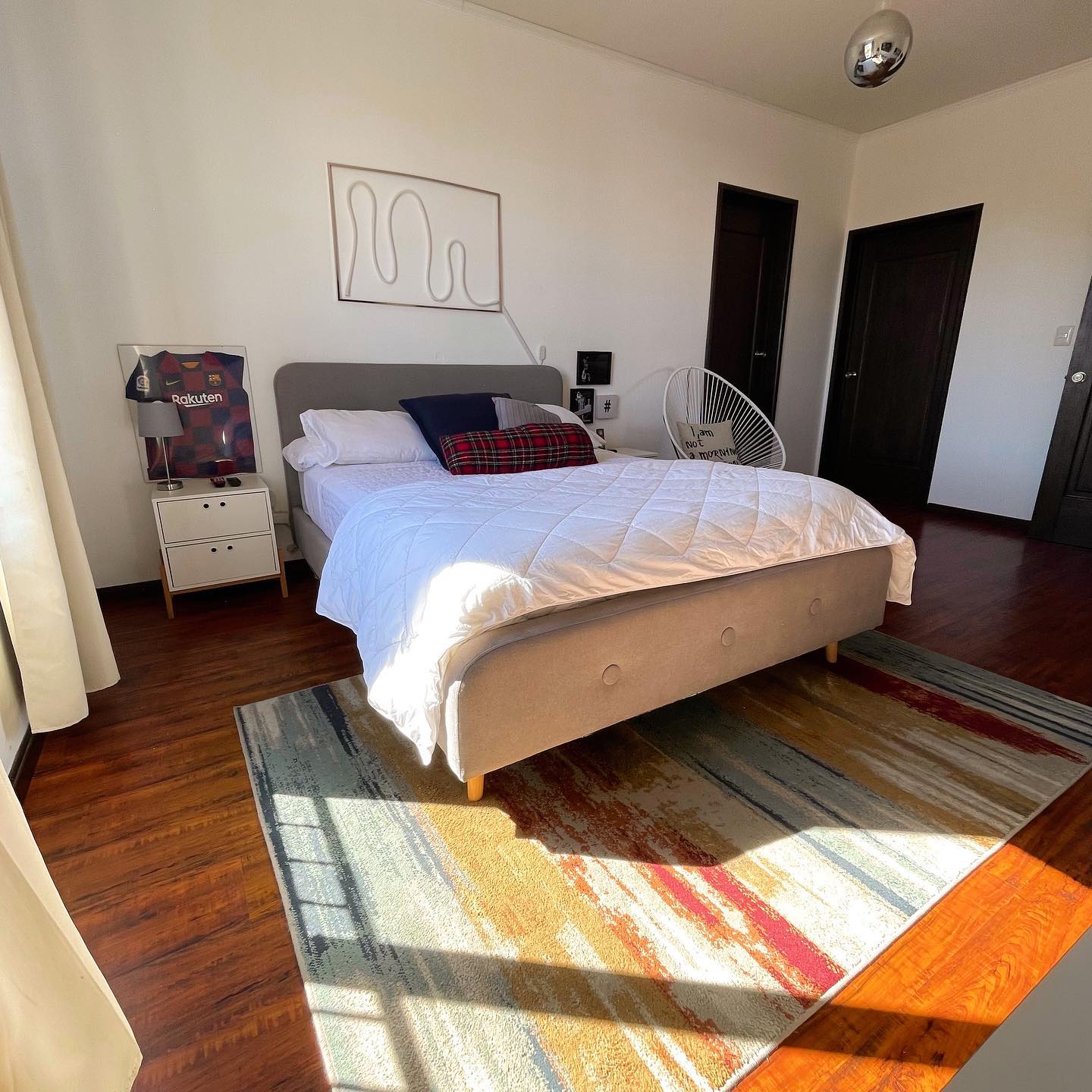 6. Moonlit Skateboard Wall Art and Floating Shelves Bedroom Setup