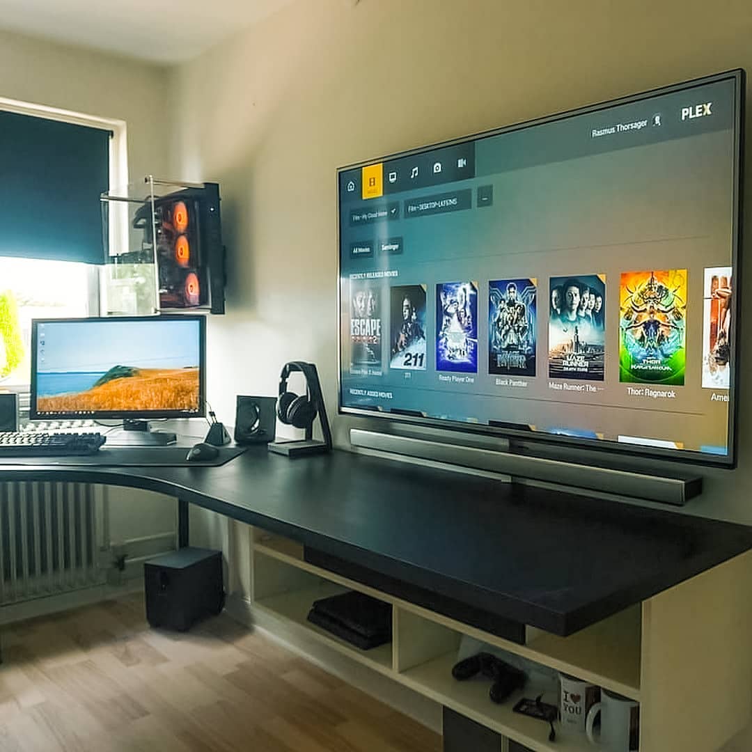 27. Neon Circuit Board Shelves Illuminate a Gamer's Haven