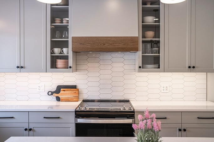 22. a Symphony Of White Hexagons and Polished Nickel Accents