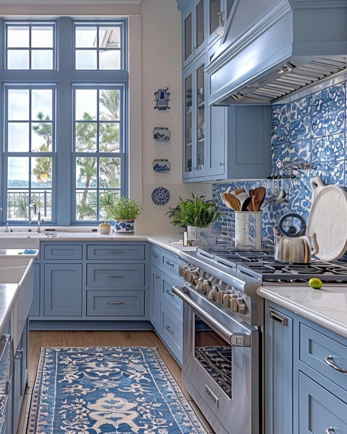 26. Cerulean Cabinets and Copper Accents: a Symphony Of Blue and Metallic Warmth