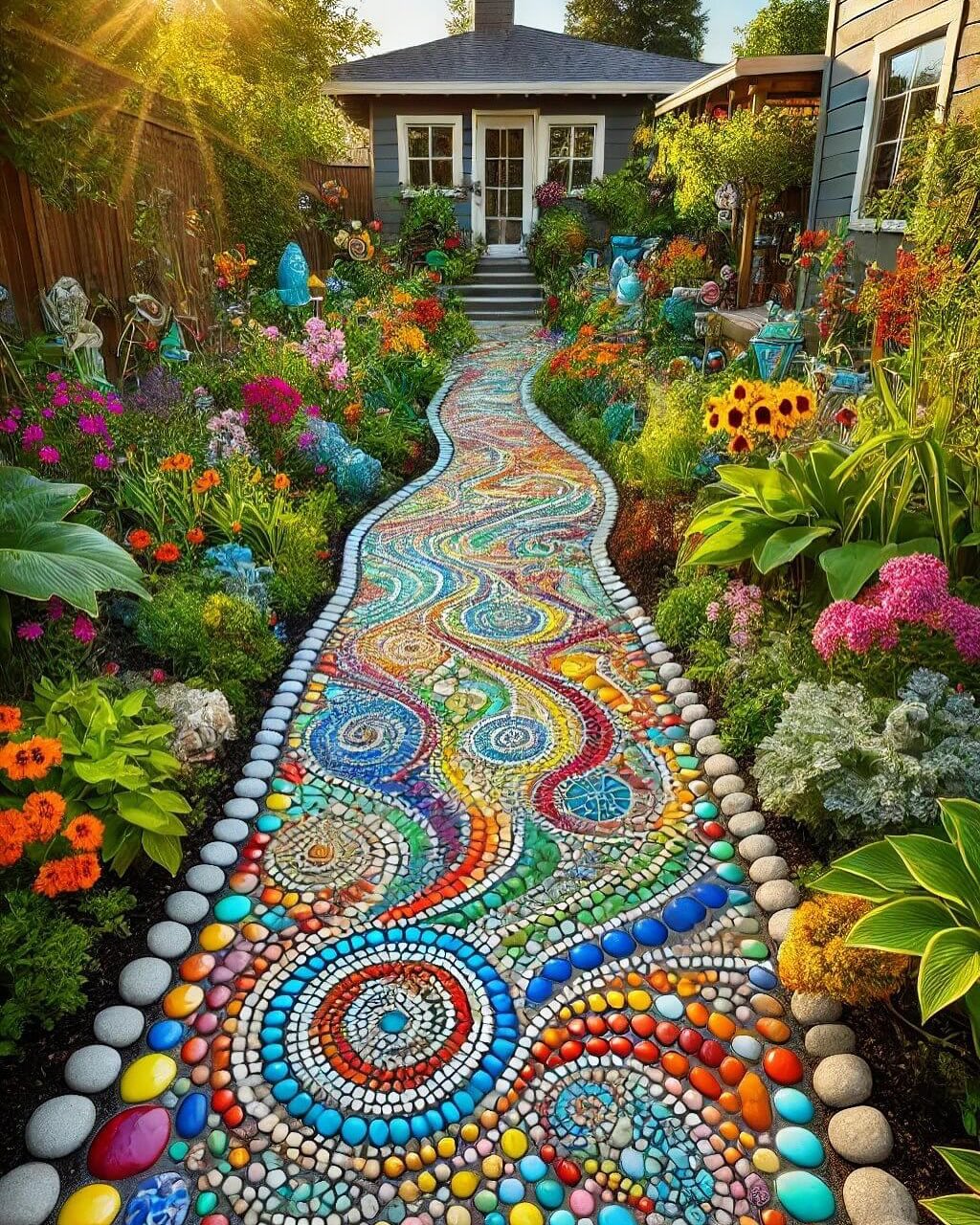 21. a Cobblestone Path Embraced by Lavender and Boxwood Hedges