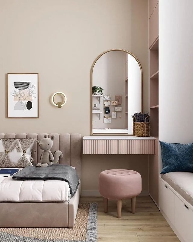 11. the Moonlit Mirror Reflection with Lavender Accents and Geometric Patterns