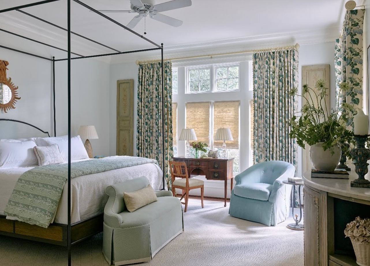 7. Moonlit Waves Of Satin Draping Over Antique Brass Rods