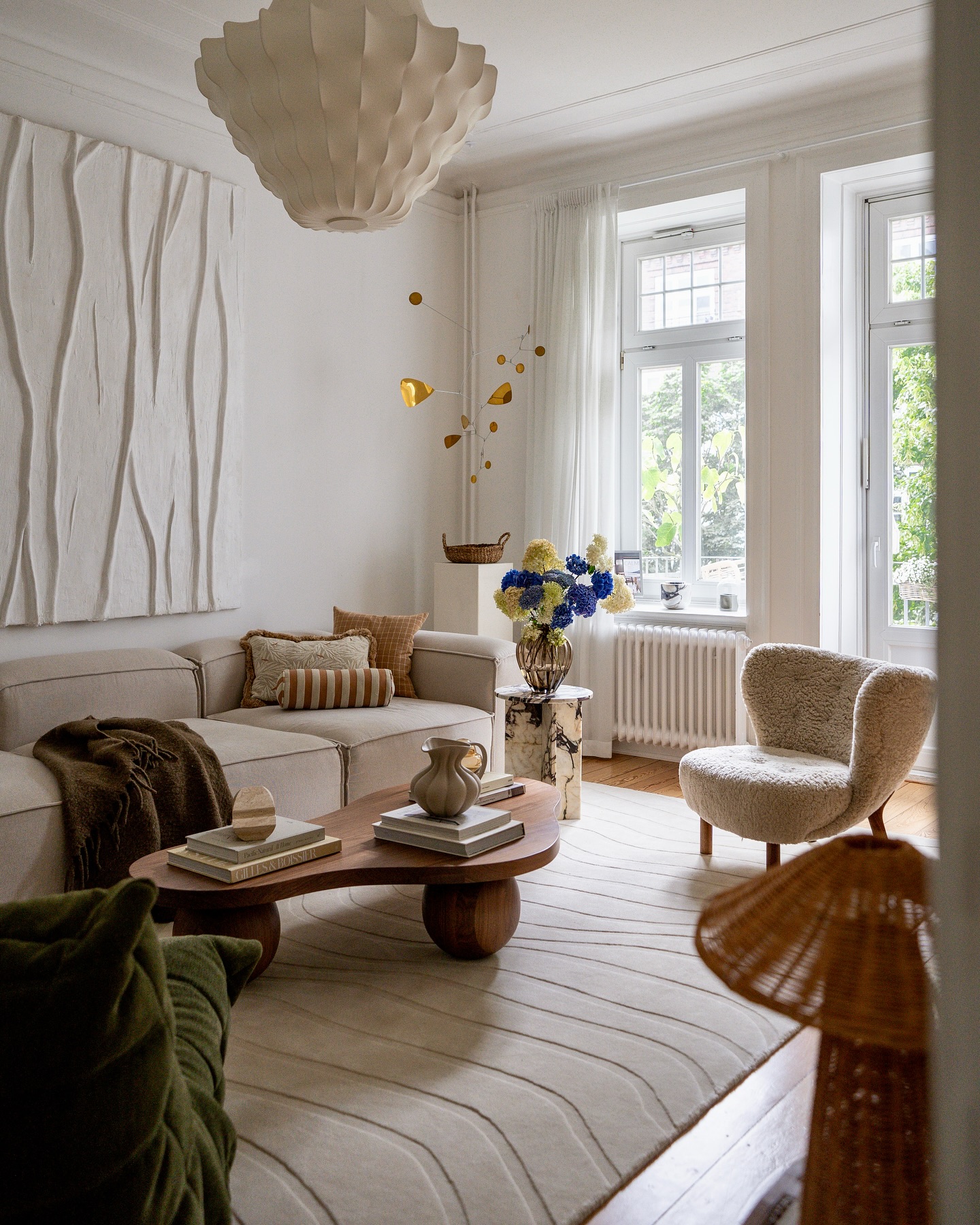 20. Velvet Ribbon Wrapped Coffee Table with Antique Gold Accents
