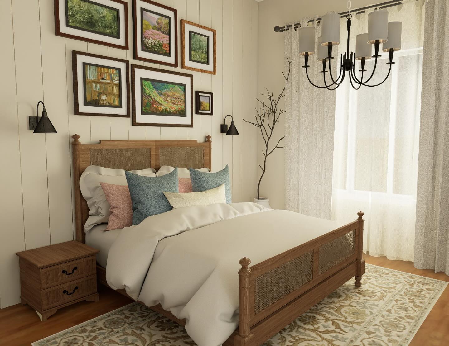 14. the Woven Willow Canopy and Dried Lavender Accents Bedroom