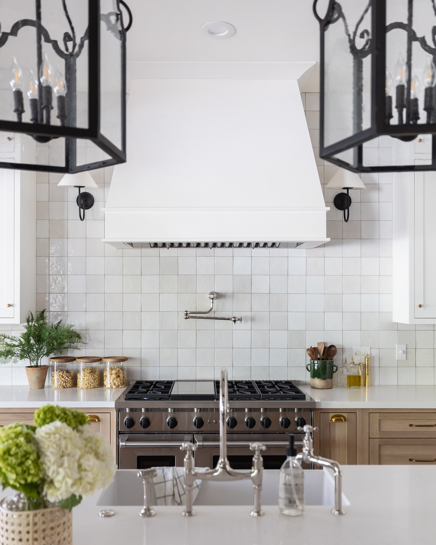 15. the Frosted Glass Mosaic and Polished Nickel Accents Kitchen Backsplash