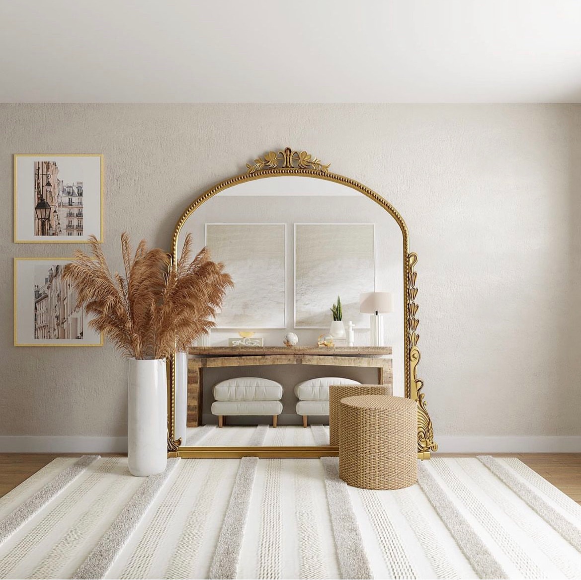 8. a Symphony Of Curves: the Oval Mirror and Ribbon-twist Vanity In Soft Blush