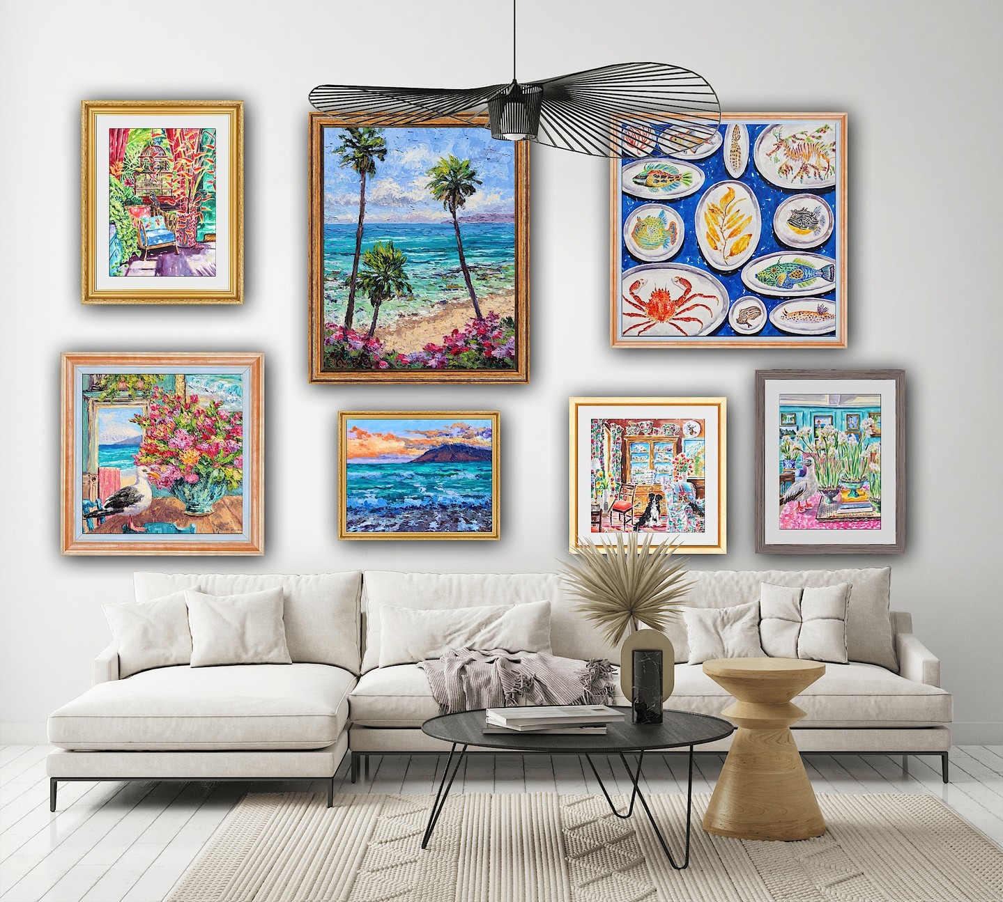 6. Moonlit Serenity: a Gallery Wall Of Framed Memories In Soft Blues and Grays