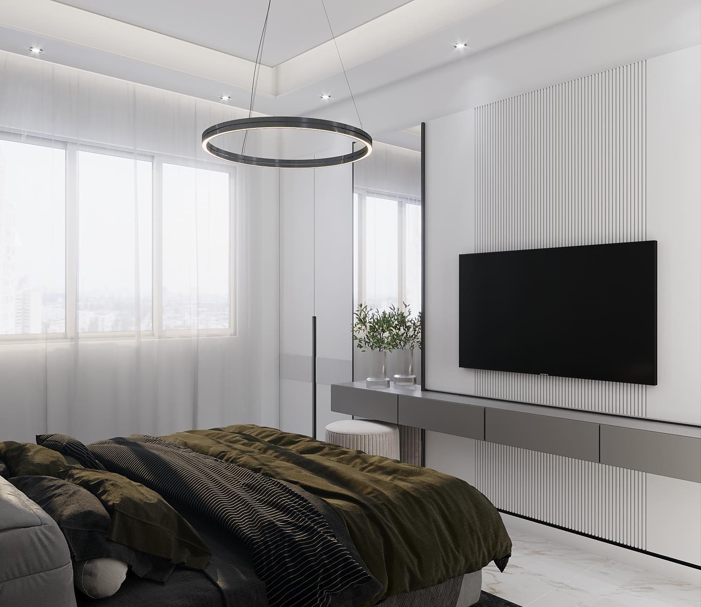 19. a Canopy Of Dreams with Geometric Patterns and Soft Lavender Hues