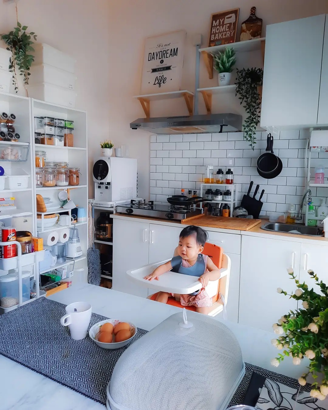 25. Rustic Charm Meets Industrial Edge with Exposed Brick and Vintage Stools