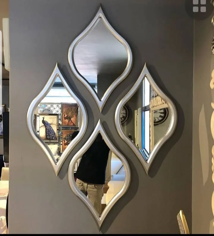10. a Symphony Of Reflections: Geometric Mirrors In a Rustic Wooden Frame