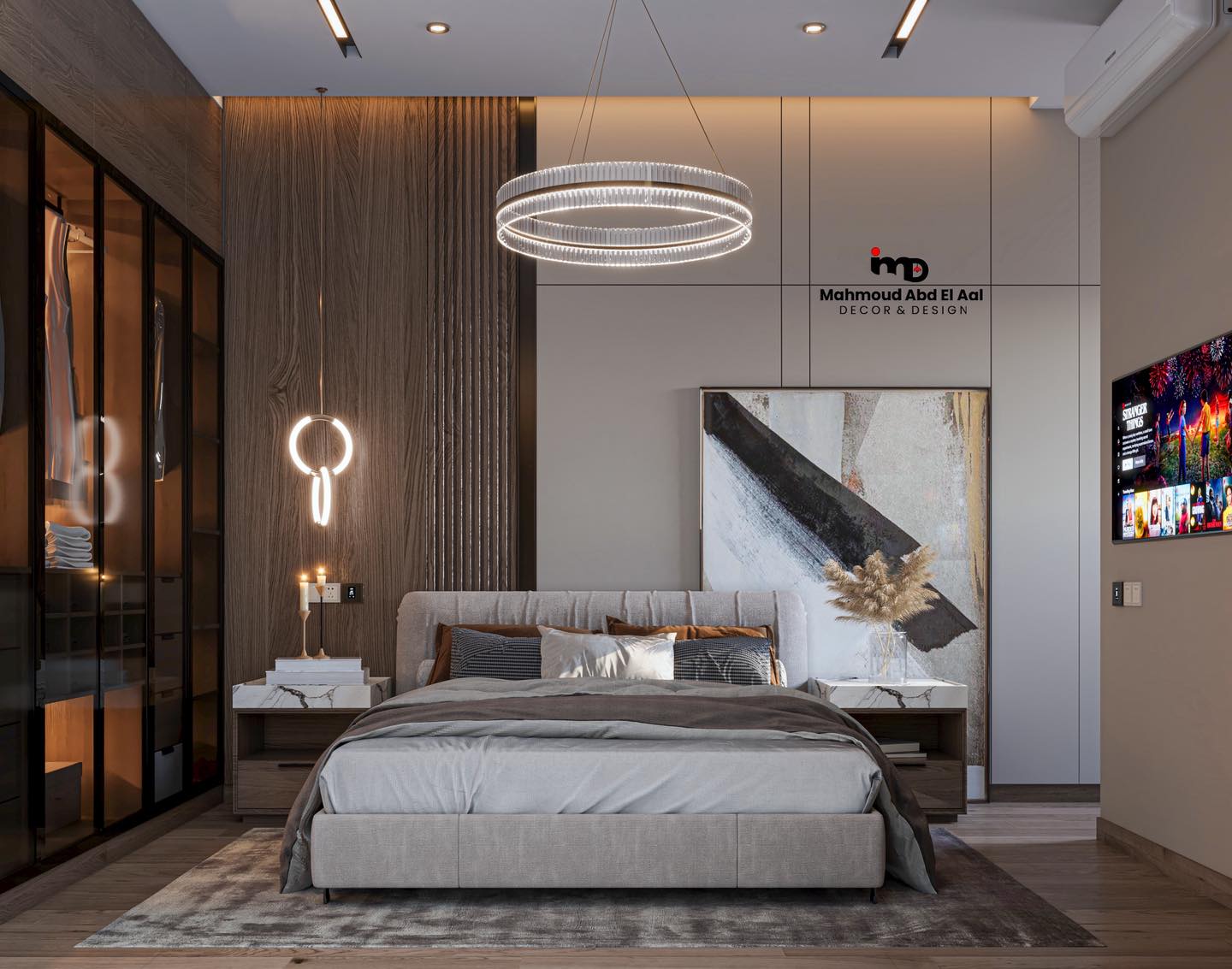 24. a Canopy Of Dreams with Geometric Wall Accents and Lush Green Accents