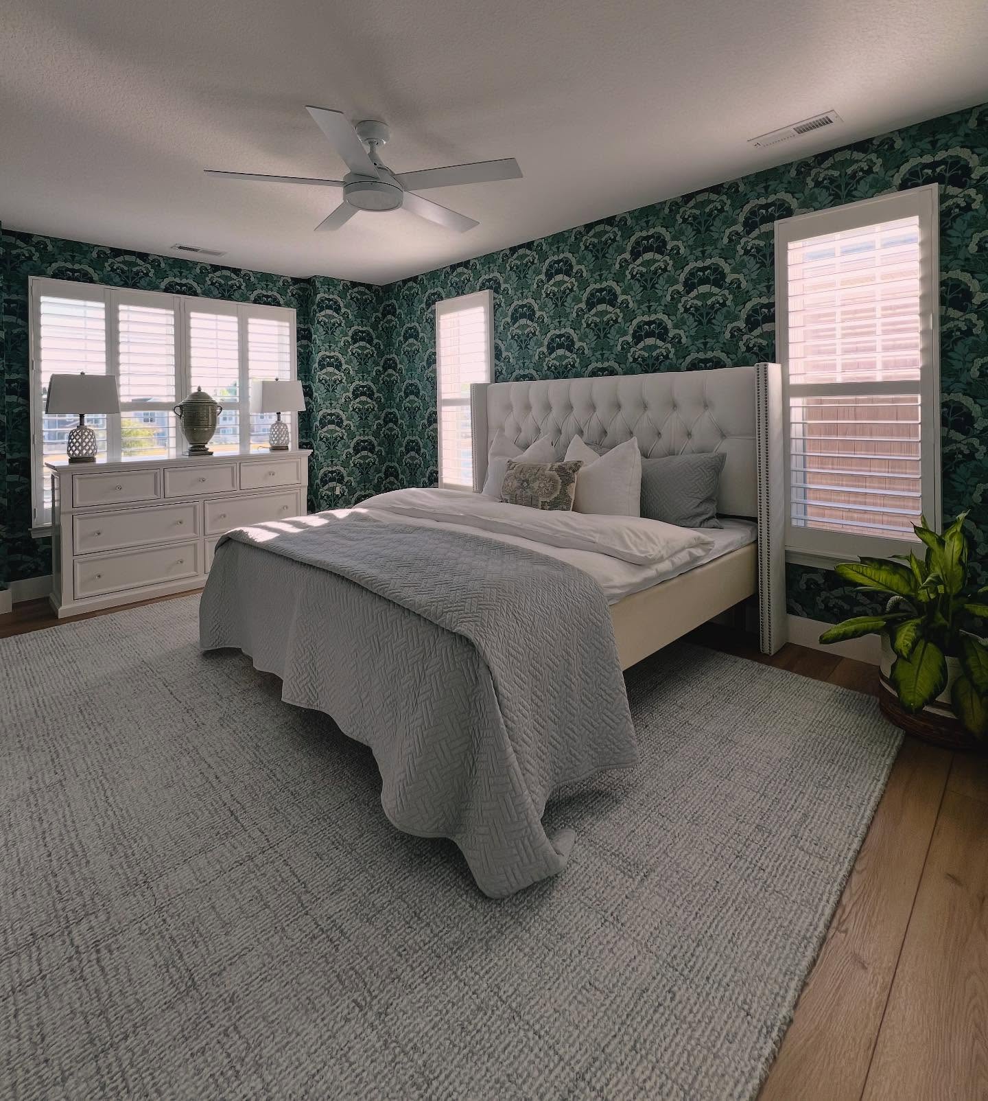 25. the Moonlit Bamboo Forest Wall with Geometric Accents